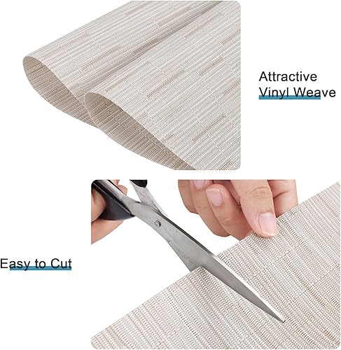 Miniatura 7 de SHACOS - Manteles individuales de PVC para mesas redondas, manteles individuales con curvatura, antideslizantes, resistentes al calor, de vinilo,