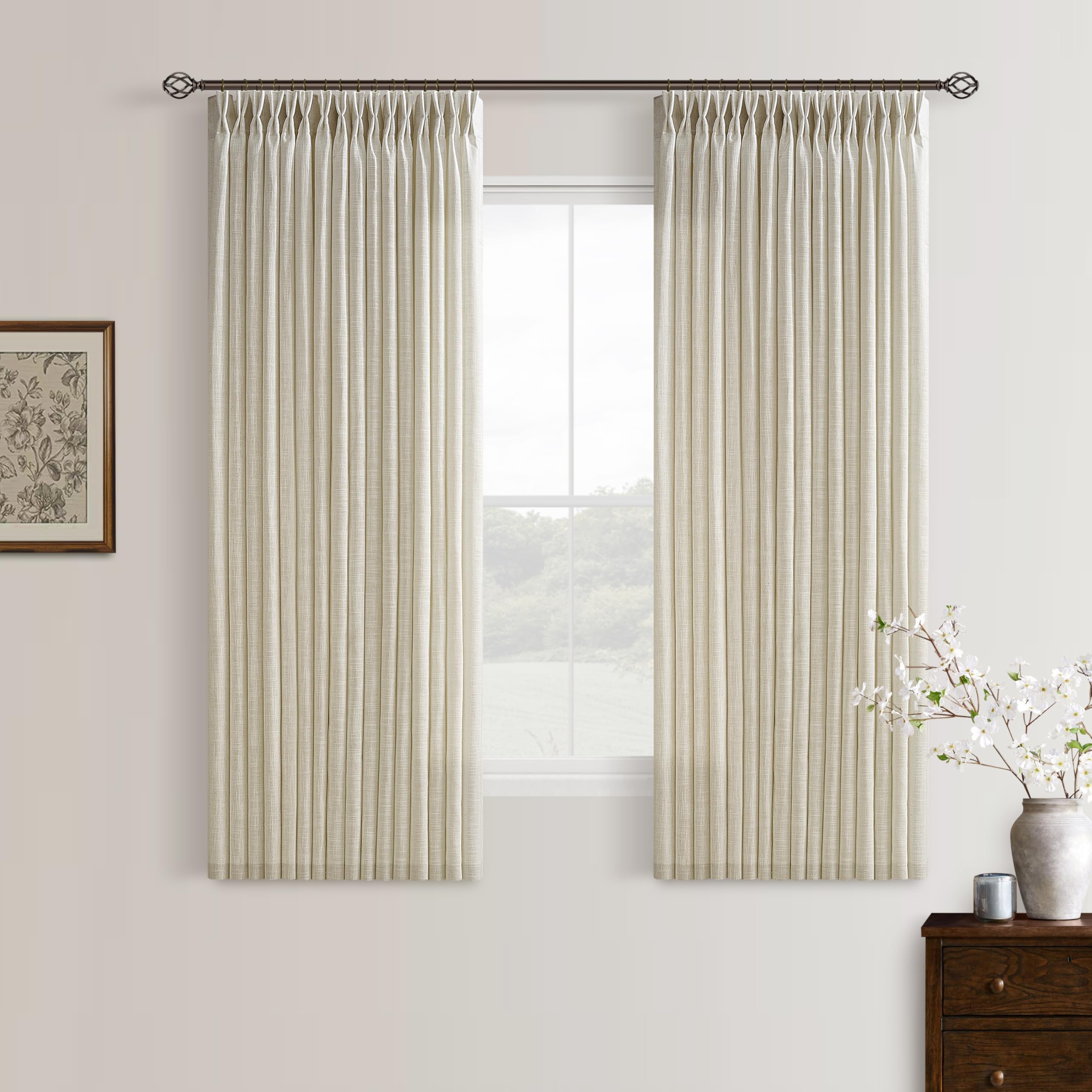 Photo 1 of TWODRAPES Linen Pinch Pleat Curtains 54" L (2 Panels)