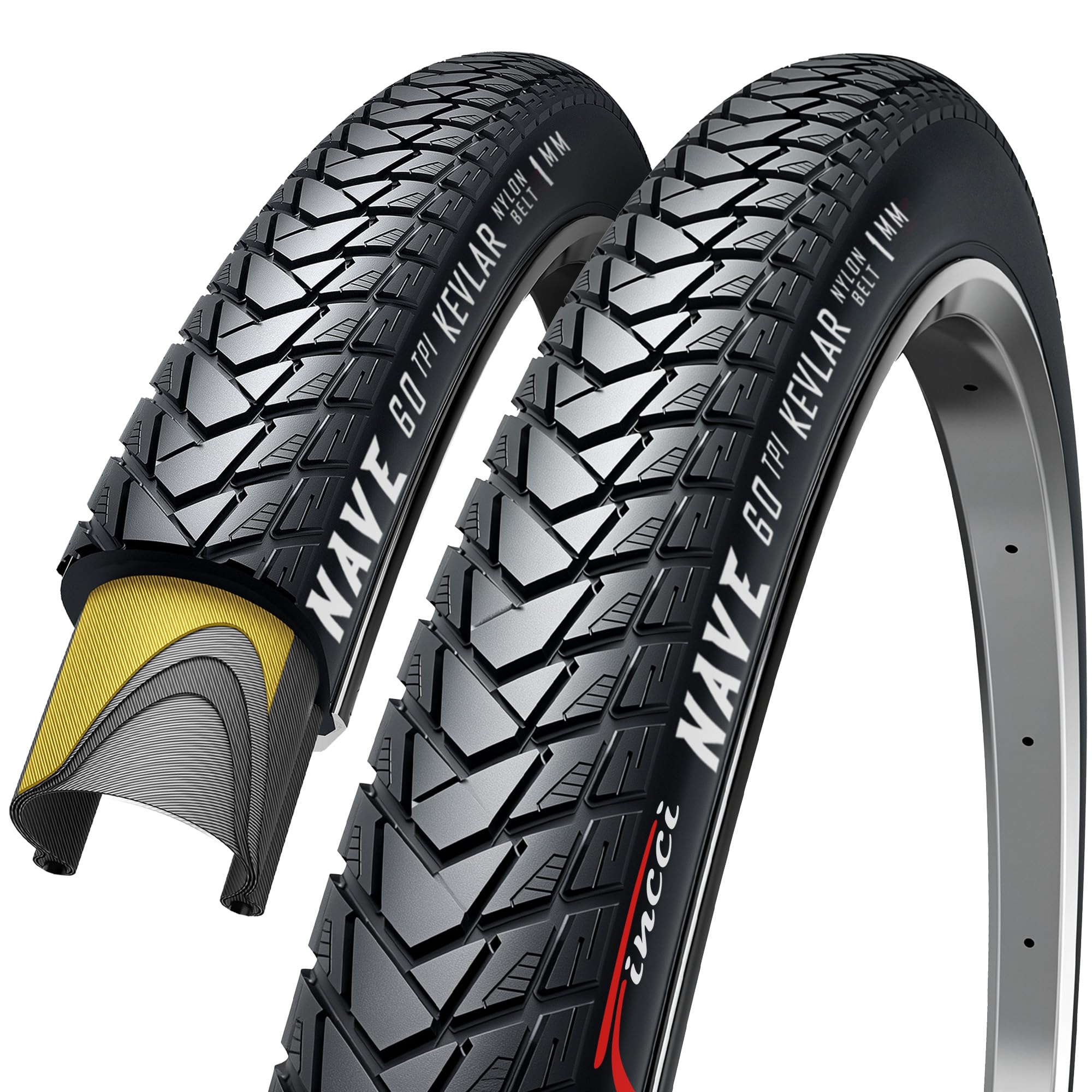 Fincci Gravel 700x35c Tyres - Pair Road Bikes 700c Tyres with 1 mm Nylon Puncture Proof - Foldable Tyre with Kevlar Cord 37 x 622 tyre 60 TPI for Road Mountain, Electric, MTB and Hybrid Bikes