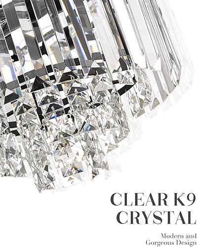 Miniatura 2 de Candelabro de cristal de 4 niveles, moderno candelabro negro, lámpara colgante de 3 luces para comedor, cocina, isla, dormitorio, entrada,