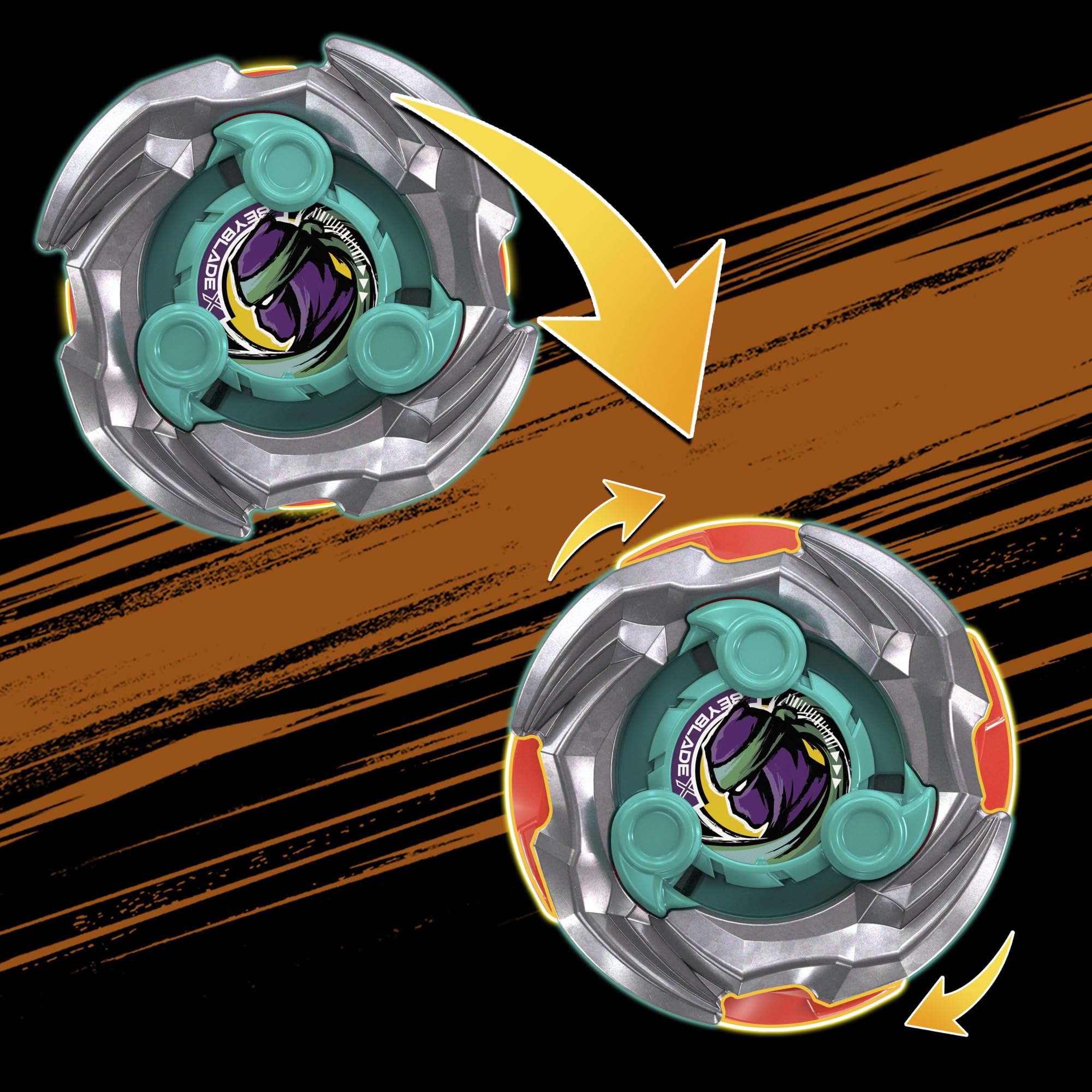 Beyblade X, Set de Batalla Sneak Attack con Arena Beystadium, 2 Tops Takara Tomy de rotación Derecha, 2 lanzadores, A Partir de 8 años