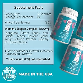 Booty Magic Tight Delight Vaginal Tightening Pills Dietary Supplement Capsule Formula for Feminine Care Support with Kegel Wellness Focus and Discreet Daily Tightening Aid, 60 Count Bottle