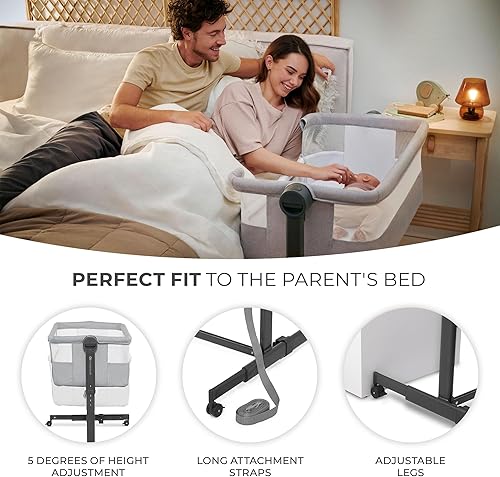 Miniatura 5 de Kinderkraft Neste UP2 - Catre de noche 2 en 1, cuna de viaje para recién nacido, altura ajustable, sábana de colchón incluida, con 4 ruedas, malla