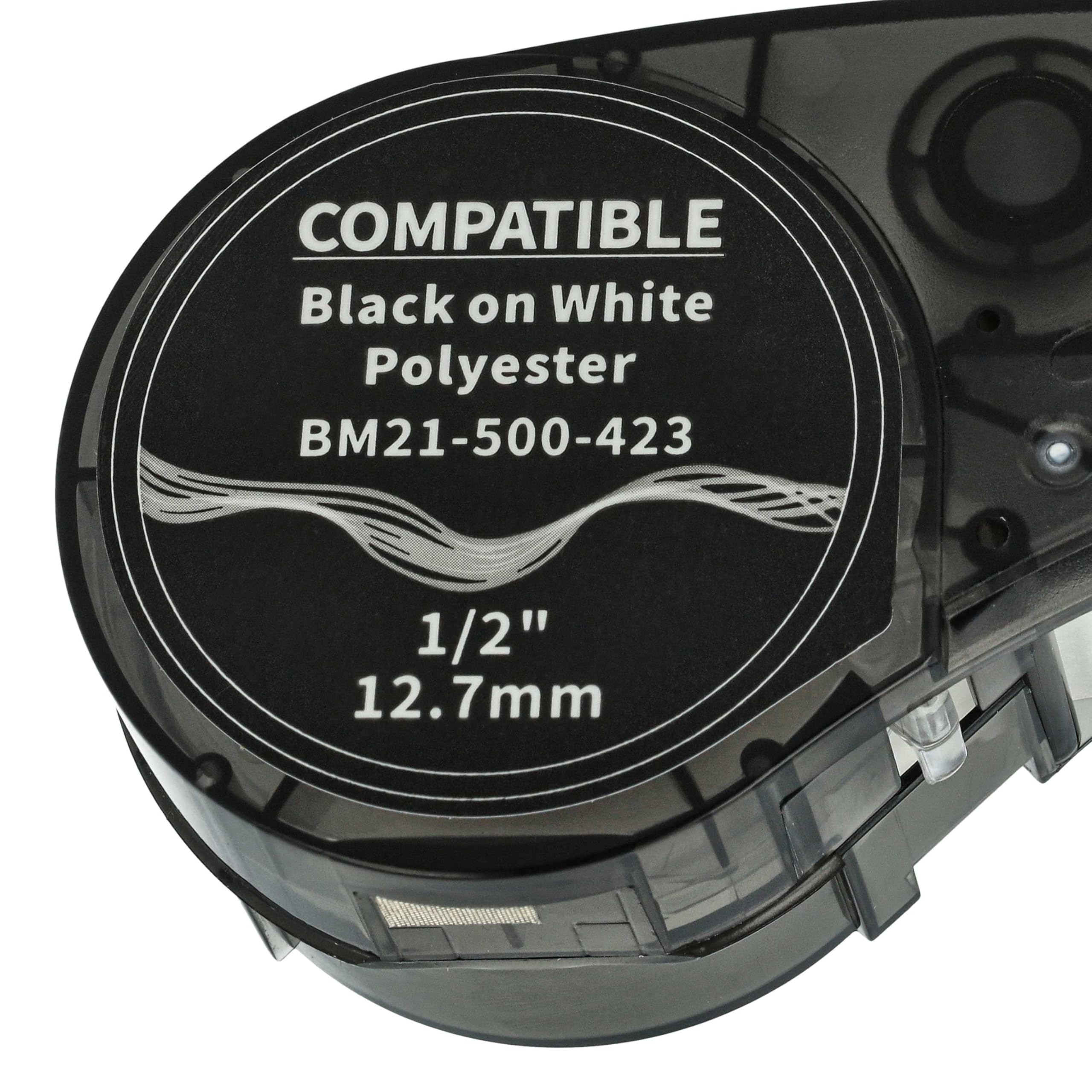 vhbw 5x Cassetta nastro compatibile con Brady M210, M210-LAB, M211, LABPAL etichettatrice 6,4m x 12,7 mm nero su bianco, poliestere