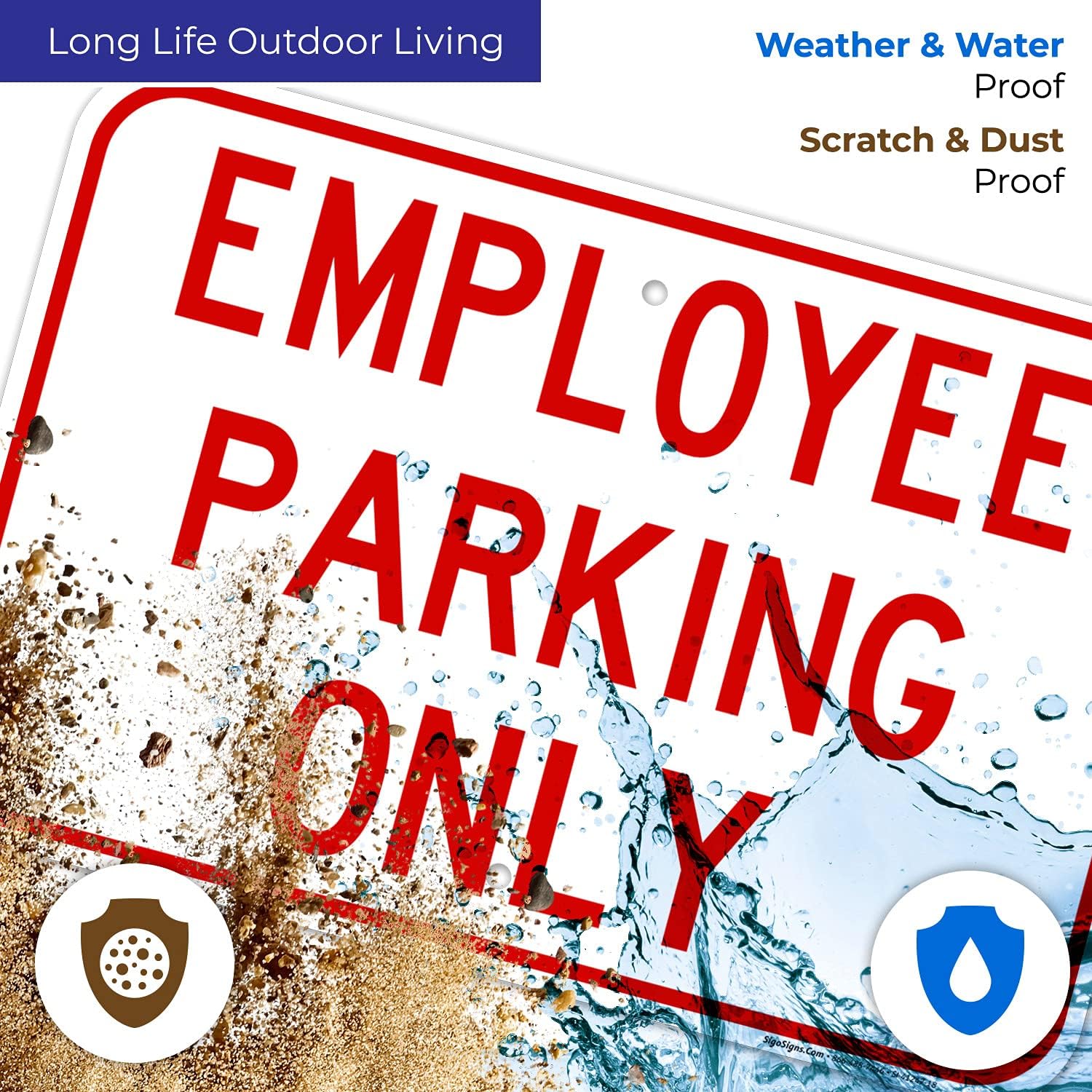 Employee Parking Only Red Sign, 12x18 Inches, Rust Free .063 Aluminum, Fade Resistant, Made in USA
