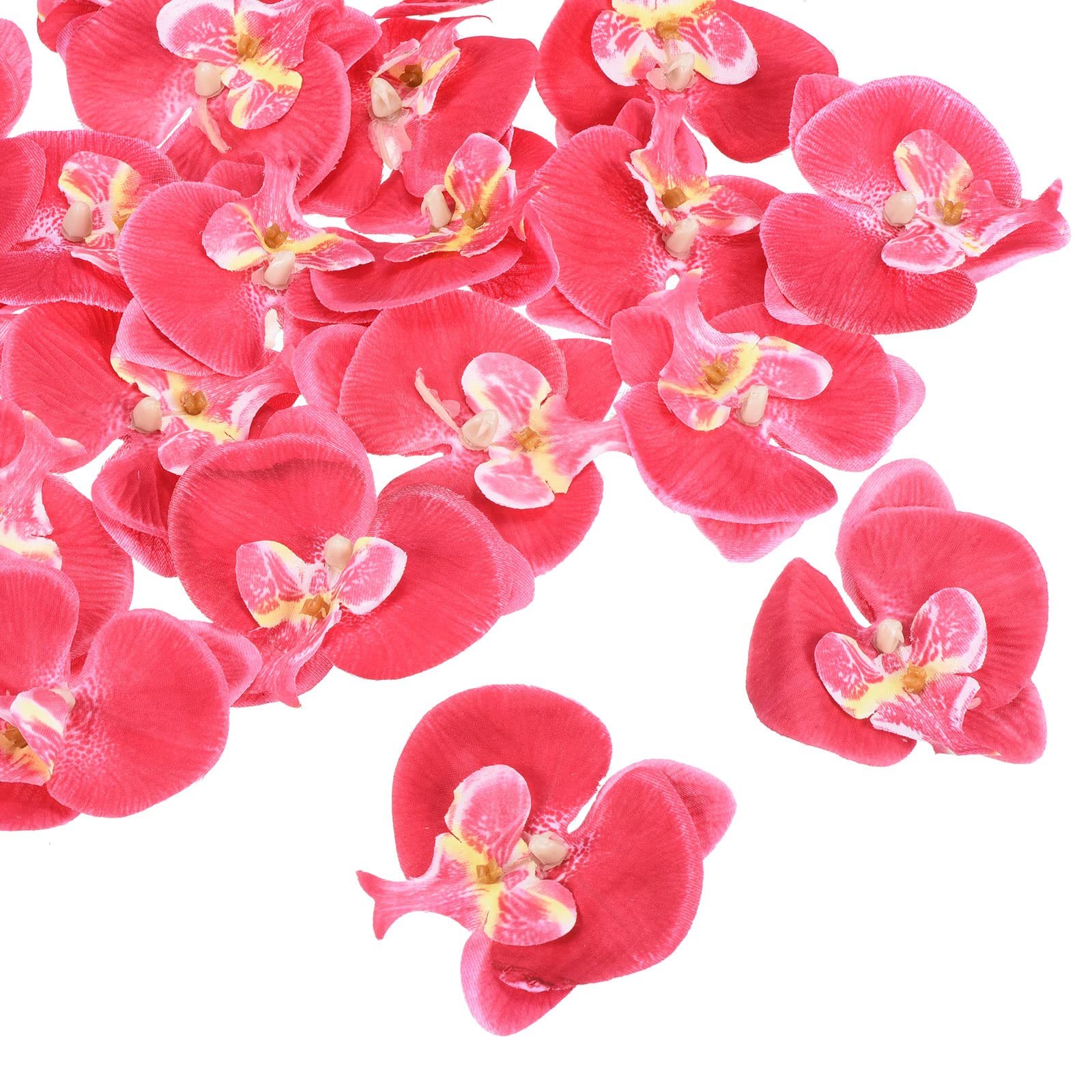 PATIKIL 2.8" Artificial Orchid Flower Heads, 40 Pack Silk Phalaenopsis Fake Butterfly Orchid Heads for Wedding Floral Bouquet Decor DIY Craft Making, Fuchsia