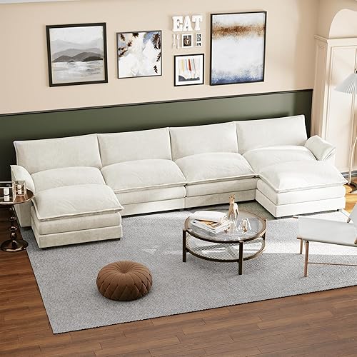 Miniatura 7 de Shahoo Sectional Modular Sofa L Shaped Chenille Fabric Couch with High Supportive & Soft Sponges and Removable Ottoman, Sleeper Comfy Upholstered