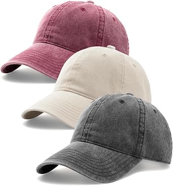 FURTALK 3 Packs Unisex Vintage Washed Cotton Distressed Baseball Cap