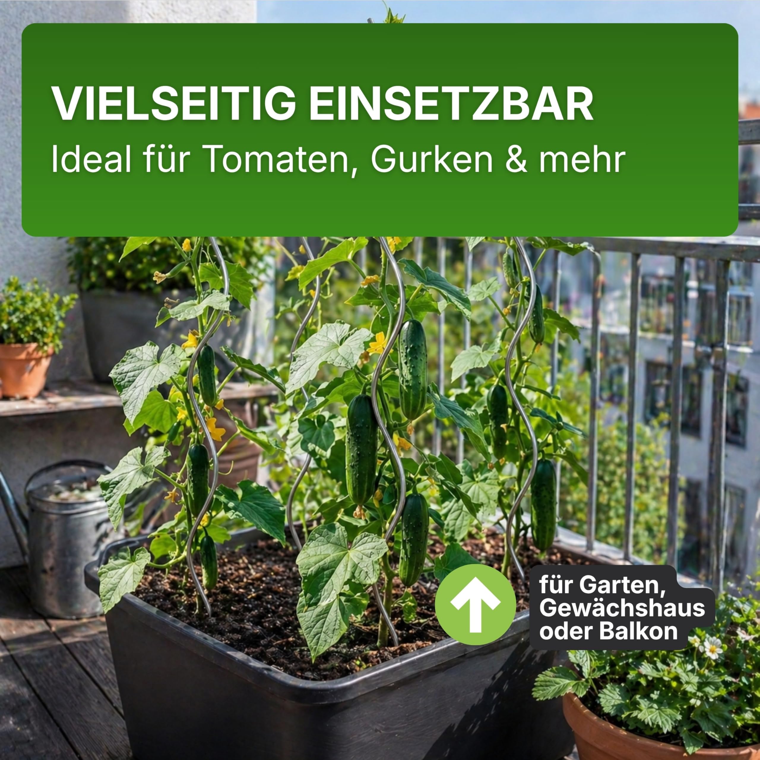 Gartenwelt Riegelsberger Tomatenspirale 180 cm – 20 Stück Tomatenstäbe aus Stahl Ø 5,6 mm, stabile Pflanzenstütze für Tomaten & Kletterpflanzen, wetterfest für Garten & Gewächshaus