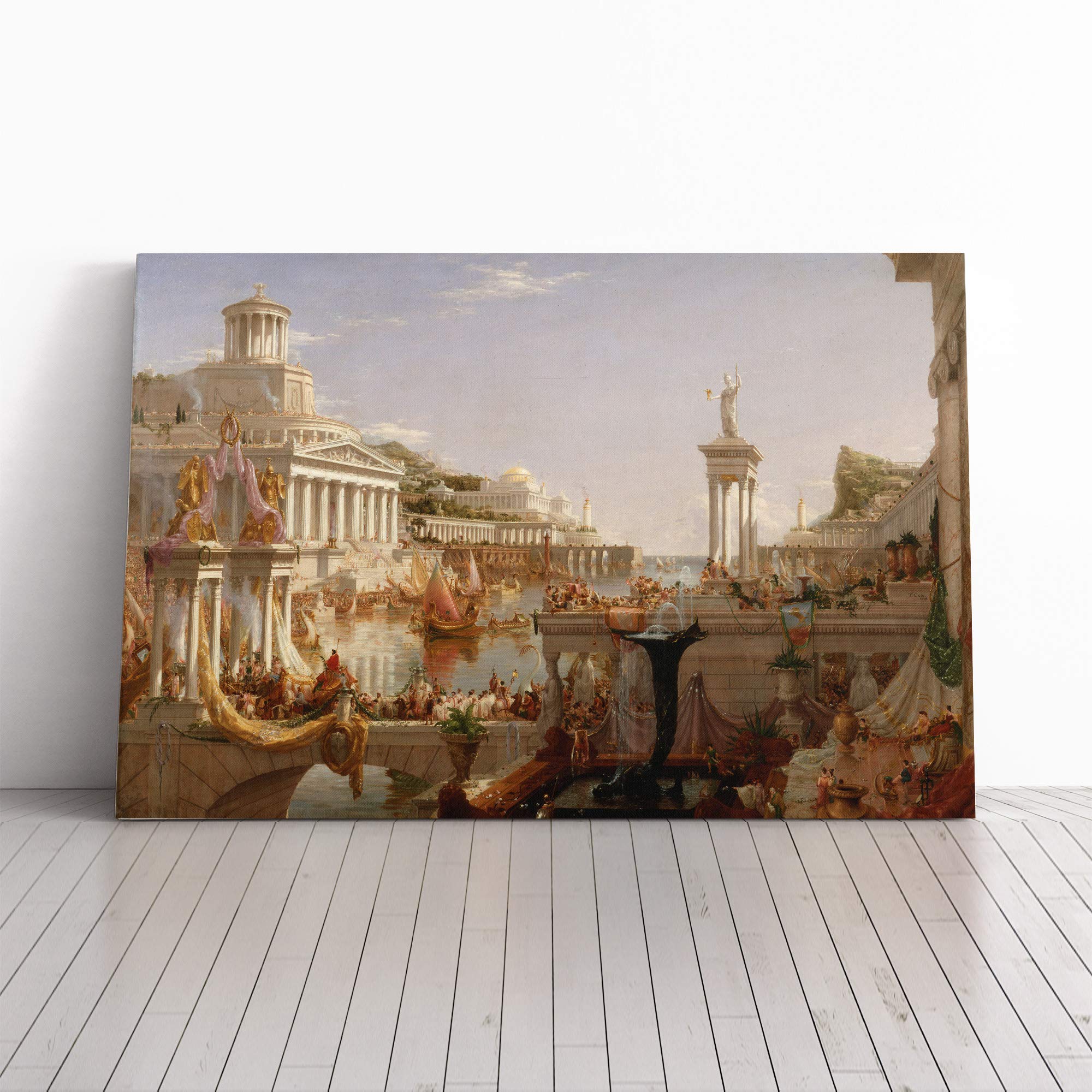 Thomas Cole Course of Empire Canvas Print | Gallery Wrapped 30mm Frame Wall Art | 24x16 inches | Ready to Hang | Modern Picture | Living Room Bedroom Lounge Office