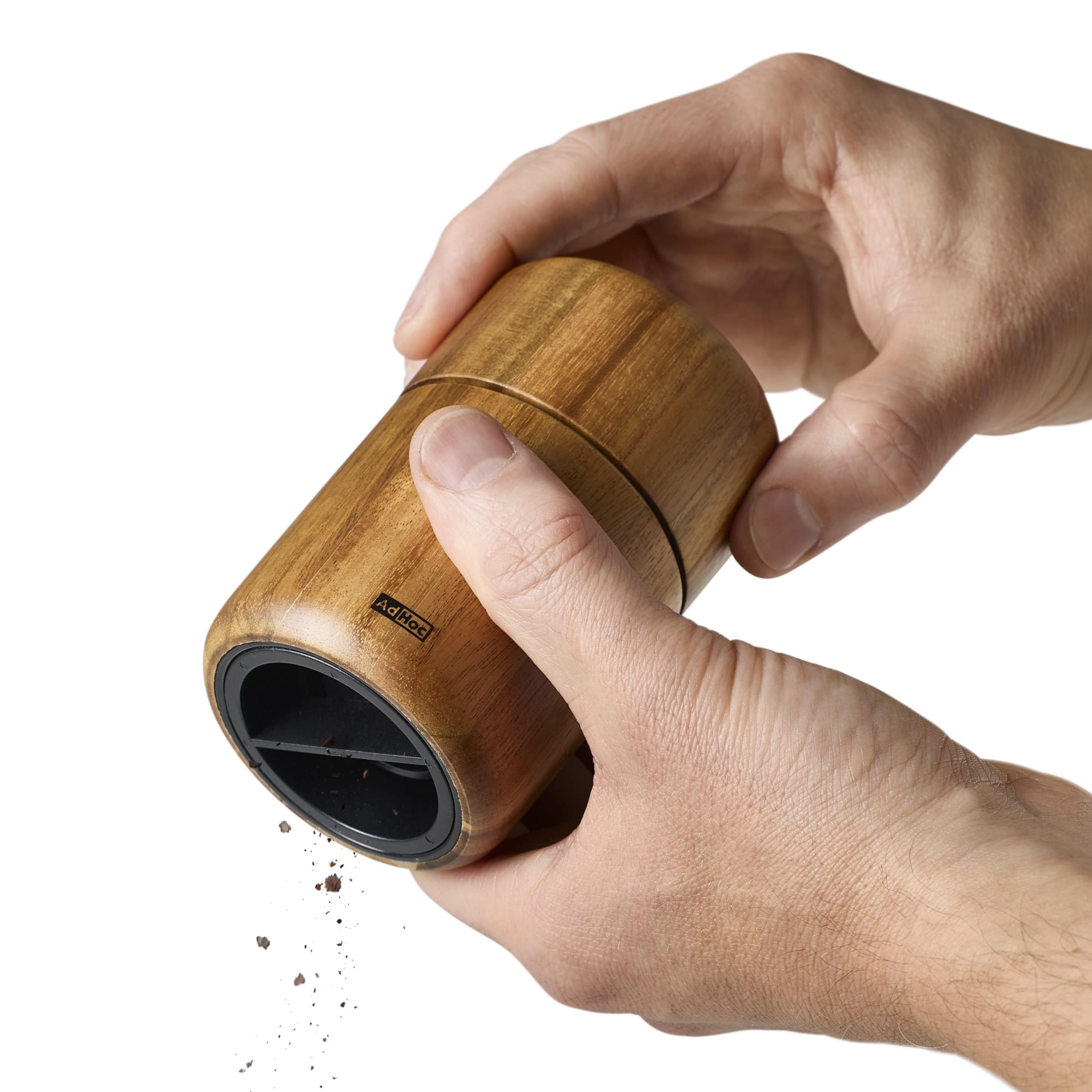 AdHoc SF11 Leinsamen- und Sesammühle Seedo | Hochwertige Gewürzmühle aus Akazienholz mit PolyCut Präzisions-Mahlwerk | Ideal für Leinsamen, Sesam, Hirse, Quinoa uvm. – Perfekt für Superfoods