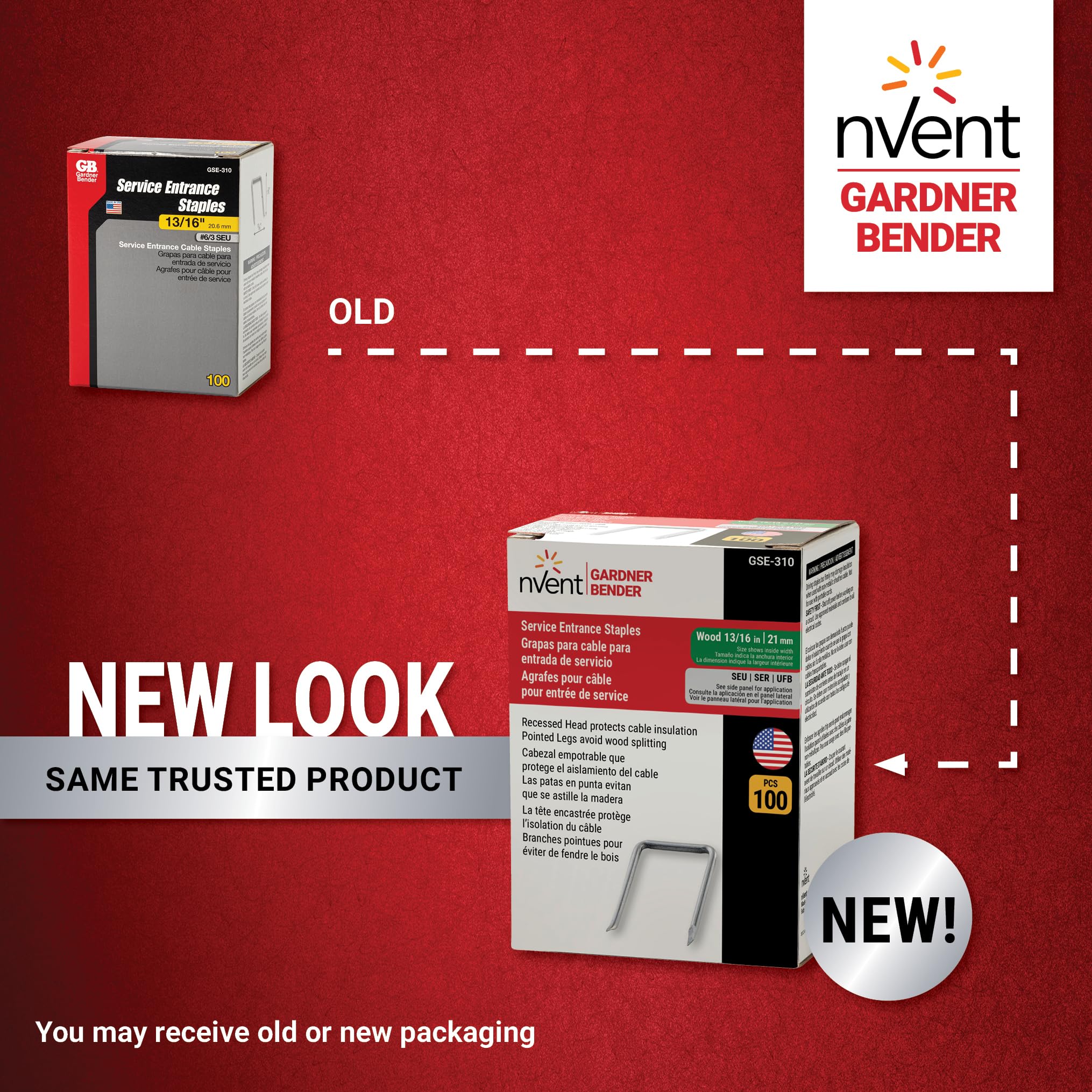 nVent GARDNER BENDER GSE-310 13/16 in x 1-3/8 in Service Entrance Staples — Amazon image 2
