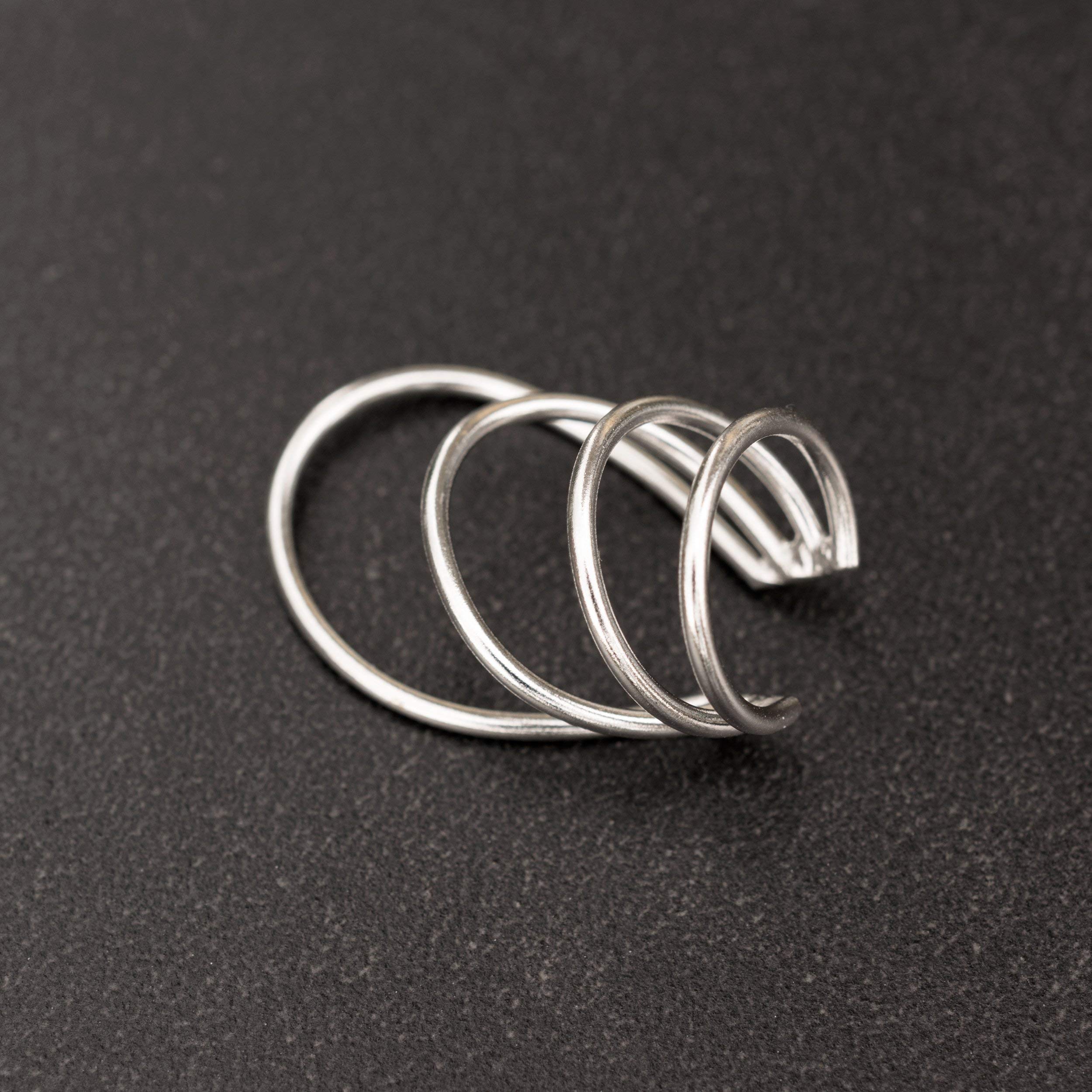 Minimalistischer Ear Cuff Ohrring ohne Ohrloch - Dreifachreifen aus 925 Sterlingsilber - Multiple Piercing Look - Nickelfrei Hypoallergen - Einzelner - Handmade by Emmanuela