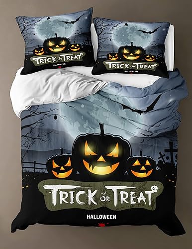 Miniatura 235 de Pumpkin Bedding Halloween Duvet Cover Set Funny Evil Pumpkin Pattern Design Black Halloween Bedding Set Queen 1 Duvet Cover 2 Pillowcases