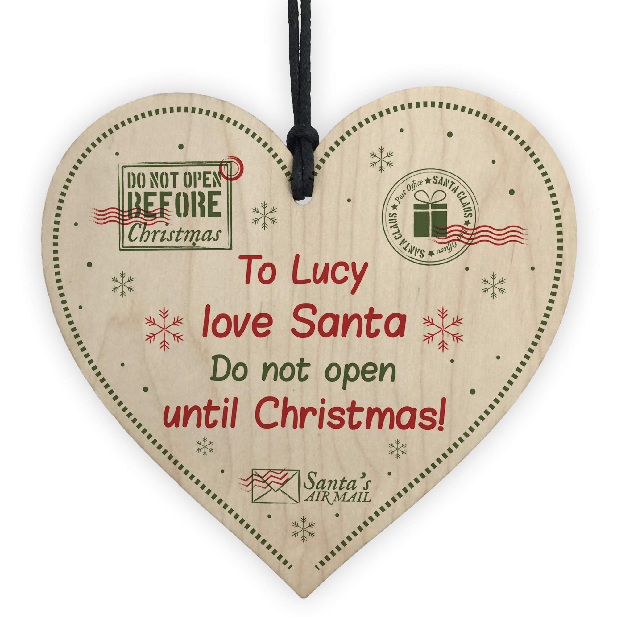 Personalised Gift Tag Wood Heart Daughter Son Grandchildren Gift