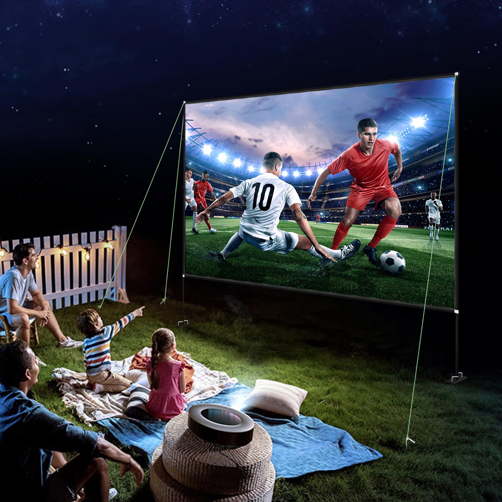 VEVOR Projektion Leinwand mit Stand 381 cm(150") Tragbare Filmleinwand 16:9 Projector Screen 347x201,9cm Mobile Beamer Leinwand 160° Betrachtungswinkel Geeignet für Heimkino Camping, Schwarz