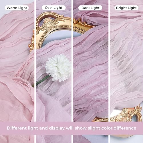 Miniatura 2 de Babenest Camino de mesa de tela de queso rosa polvoriento, paquete de 3 caminos de mesa de gasa de 10 pies para decoración de despedida de soltera,