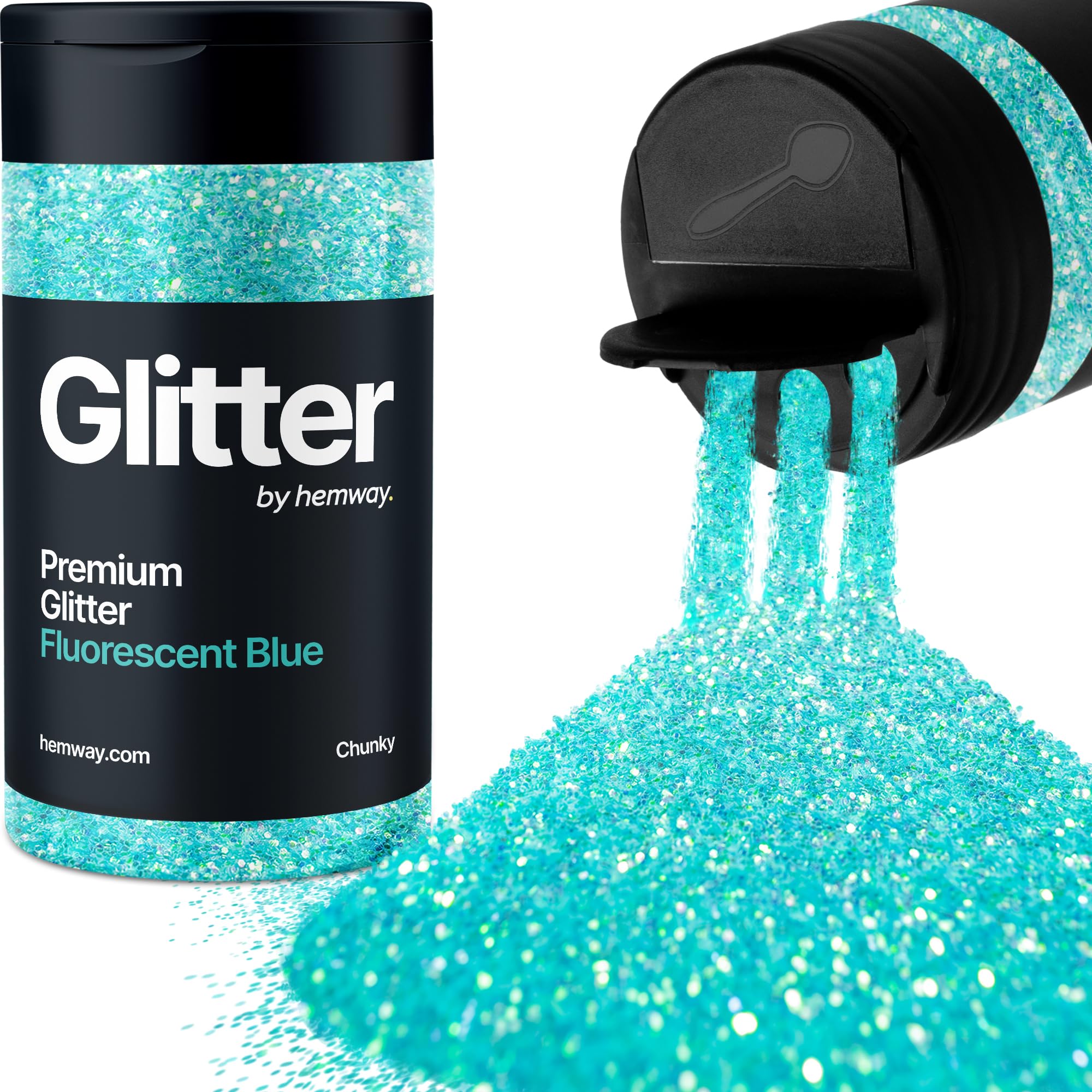 Fluorescent Blue Glitter Shaker, 130g Chunky Glitter, Crafts 1/40" Metallic Flake Blue Sequins, Resin & Epoxy Crafts