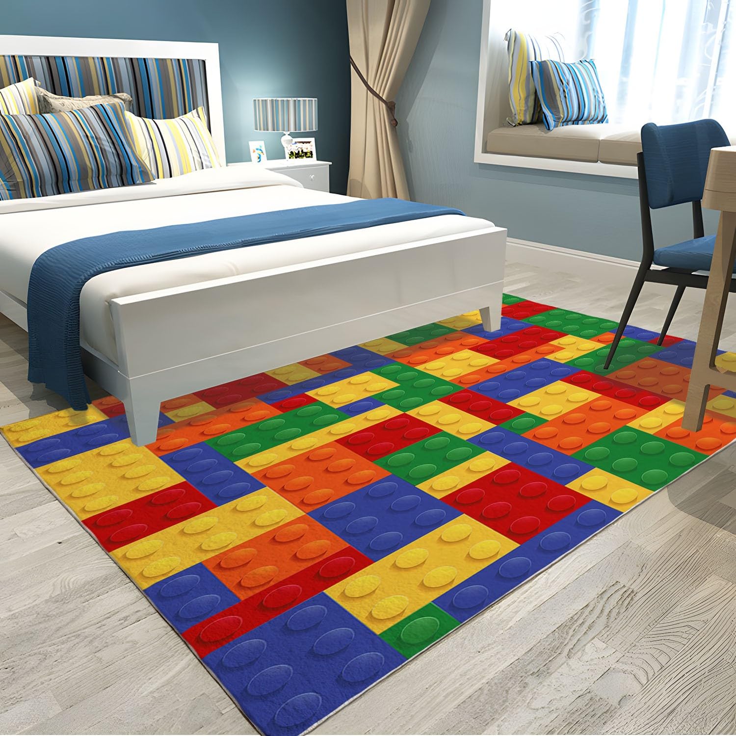 Dywany do salonu, geometryczne, kolorowe klocki do sypialni, dywan 120 x 170 cm, dywanik do salonu, antypoślizgowy dywan, dywan z nadrukiem 3D, nie gubi włosia, łatwy do czyszczenia
