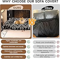 Vista 151 de VClife funda boho de sofá de felpilla para sofá seccional, funda antideslizante para sofá de 2 plazas, protector para mascotas con borlas, funda