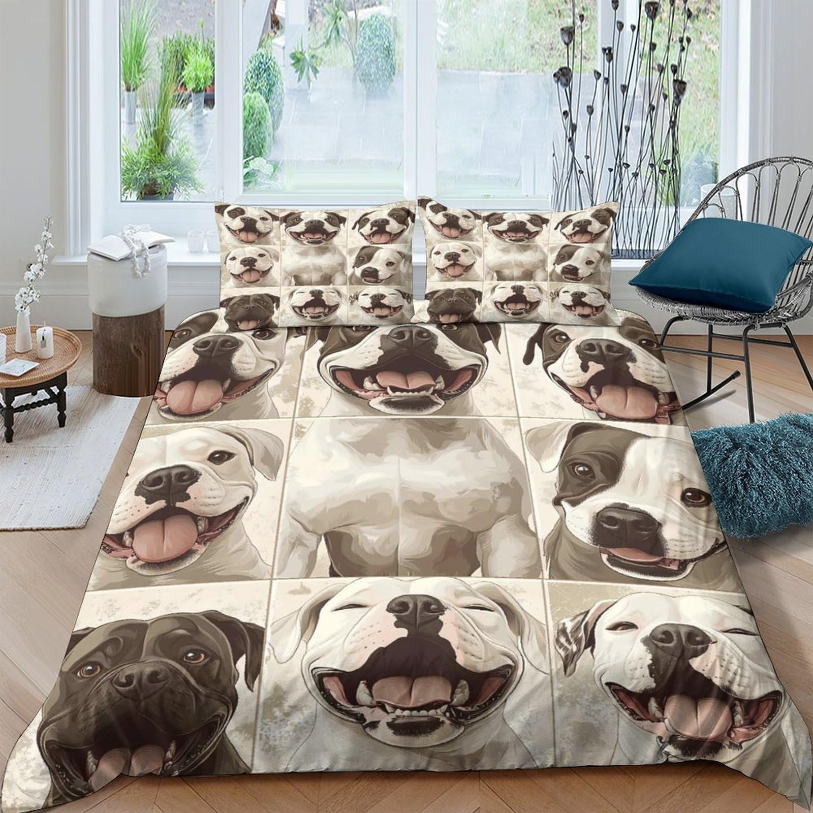 Ctjqhvkz Style-3 3D Printed Smiling Dog Faces Fitted Sheet Microfiber Soft Anti-Slip Bed Cover For Bedroom Guest Dorm Mattress Decor Single（135X200cm）