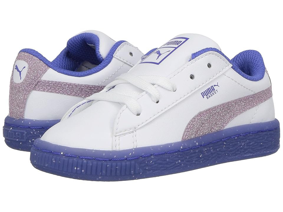 

Puma Kids Basket Ice Glitter 2 (Toddler) (Puma White/Smoky Grape) Girls Shoes