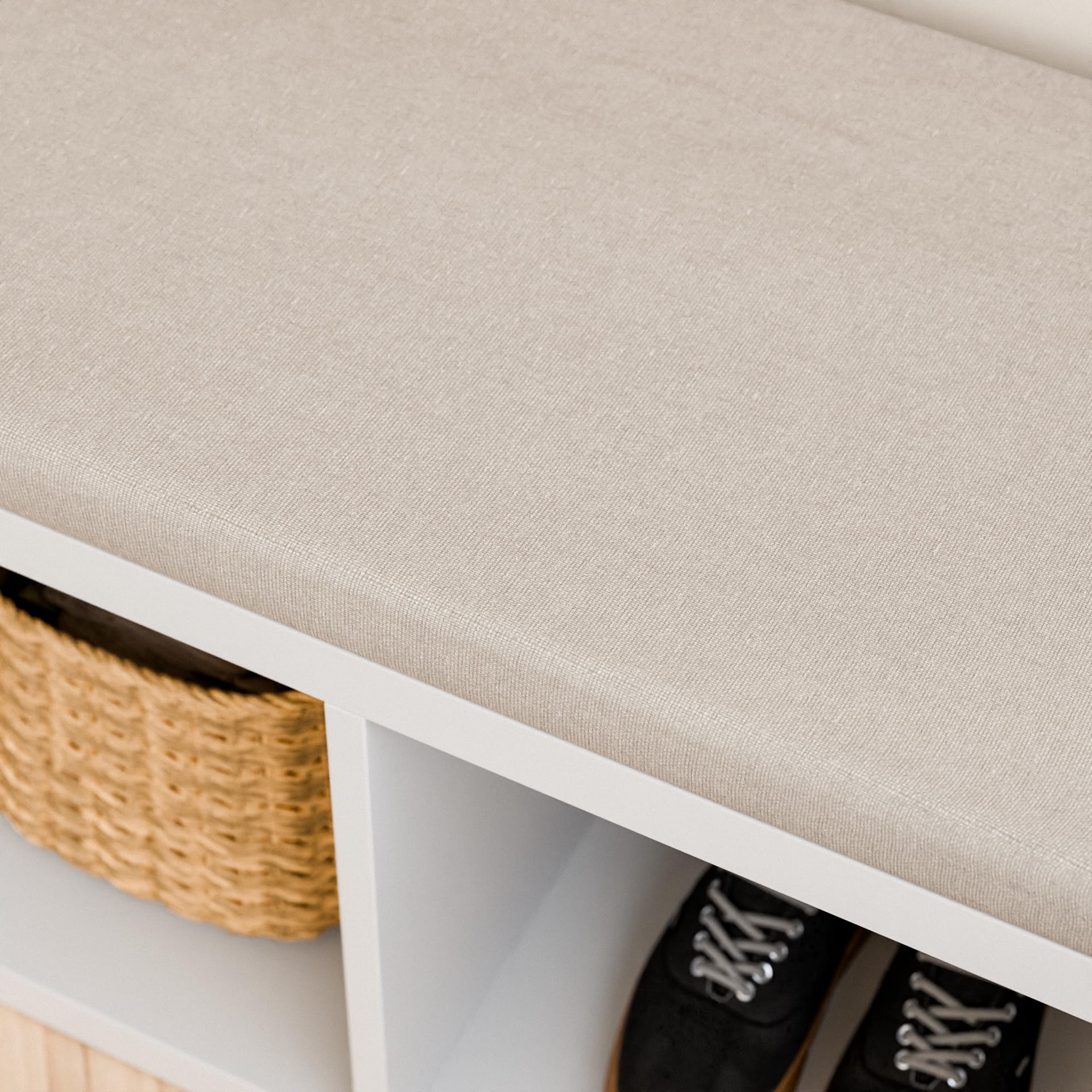 Sitzauflage für Kallax Regal 1x2, 1x3 und 1x4-4cm dickes Sitzkissen, Polster + waschbarer Bezug mit Reißverschluss - Ideal für Sitzbank im Flur & Kinderzimmer, in Grau oder Beige (111, Beige)