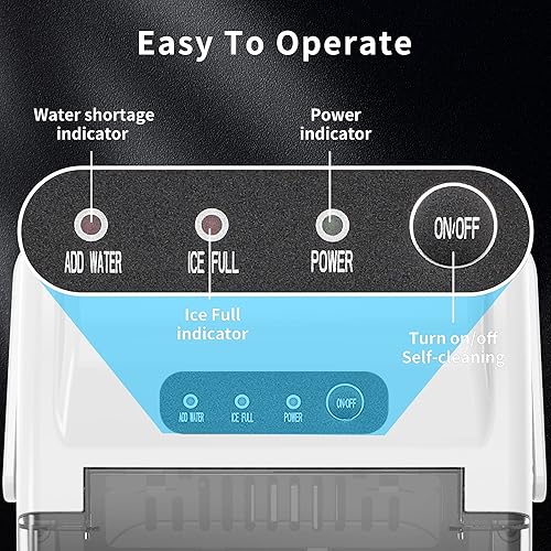 Miniatura 3 de COWSAR Encimera para hacer hielo, máquina portátil para hacer hielo con autolimpieza, 26.5 libras24 horas, 6 minutos9 piezas de hielo bala, cuchara