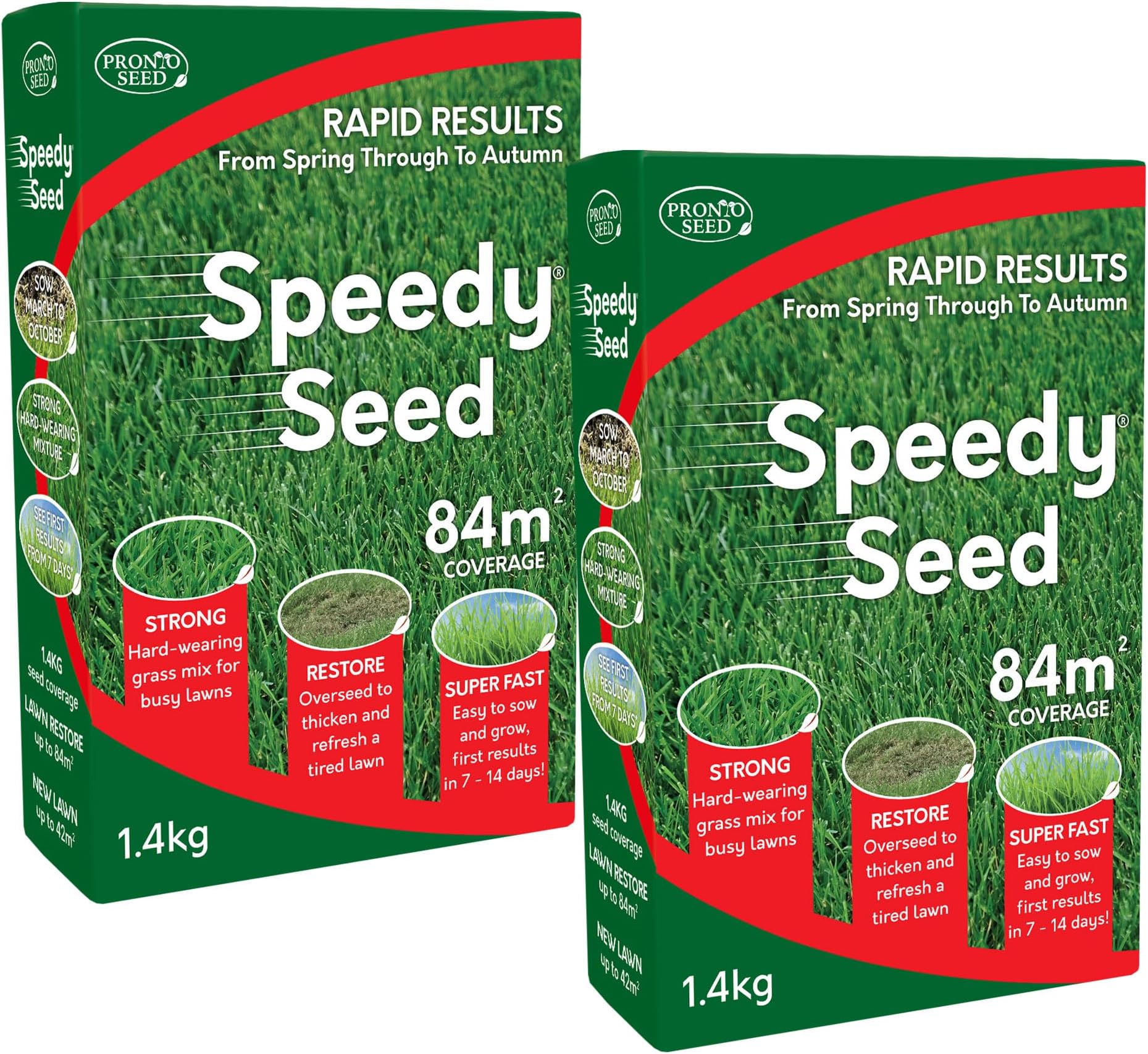 Pronto Seed Premium Grass Seed 2.8 kg - Fast Growing, Hard-Wearing - Covers 168m² for Lawns & Overseeding - DEFRA Approved & Tailored for UK Climate (2.8kg)