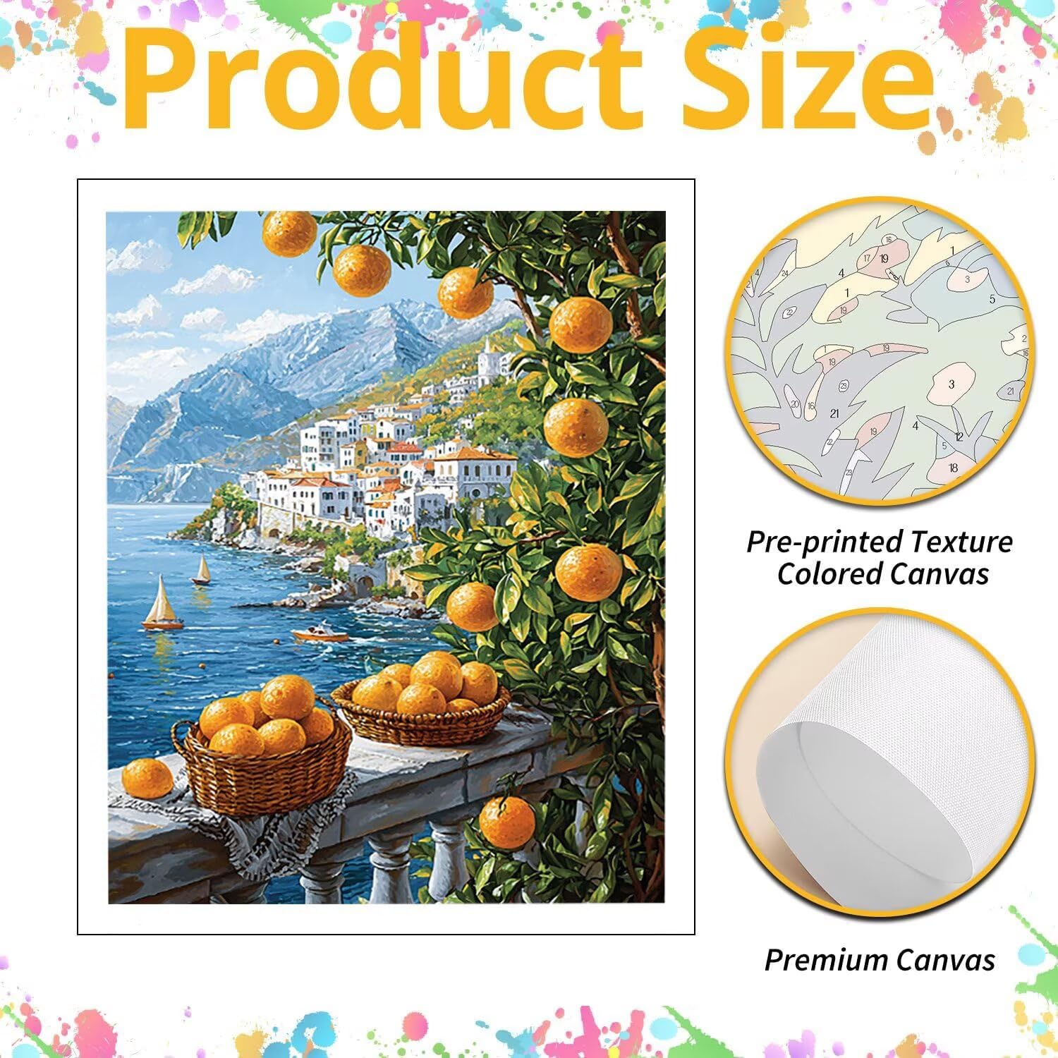 Vista marina e frutta Dipingere con i Numeri per Adulti, 70x90cm a-298 | Paint by Numbers Kit con Pennelli e Acrilico Pigmento, Fai da te Olio La Pittura di Numeri Kit, Decora la Casa, senza Cornice