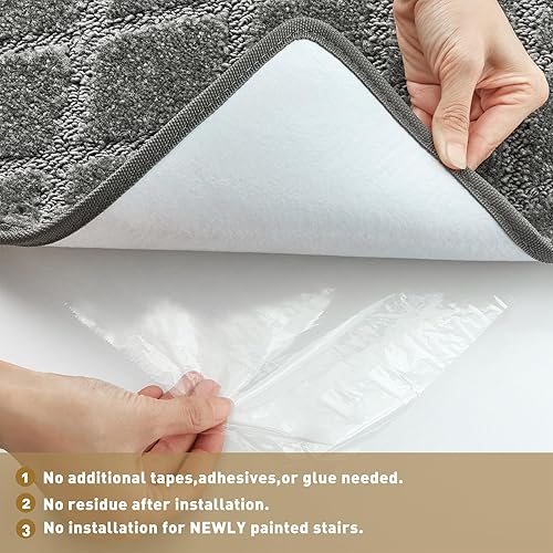 Miniatura 10 de PURE ERA Alfombra para escaleras, sin cinta, autoadhesiva, antideslizante, antideslizante, para interiores, alfombra de piso para cocina, baño,