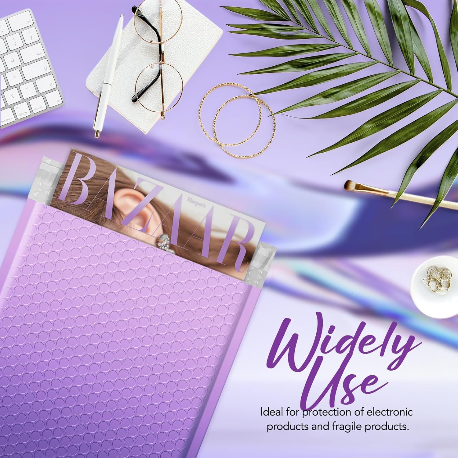 Fuxury 40 Pack Thick Bubble Mailers 8.5x12” Gradient Purple Bubble Envelopes Cute Design Cushion Mailer for Small Business Mailing Books Clothes Makeup Supplies