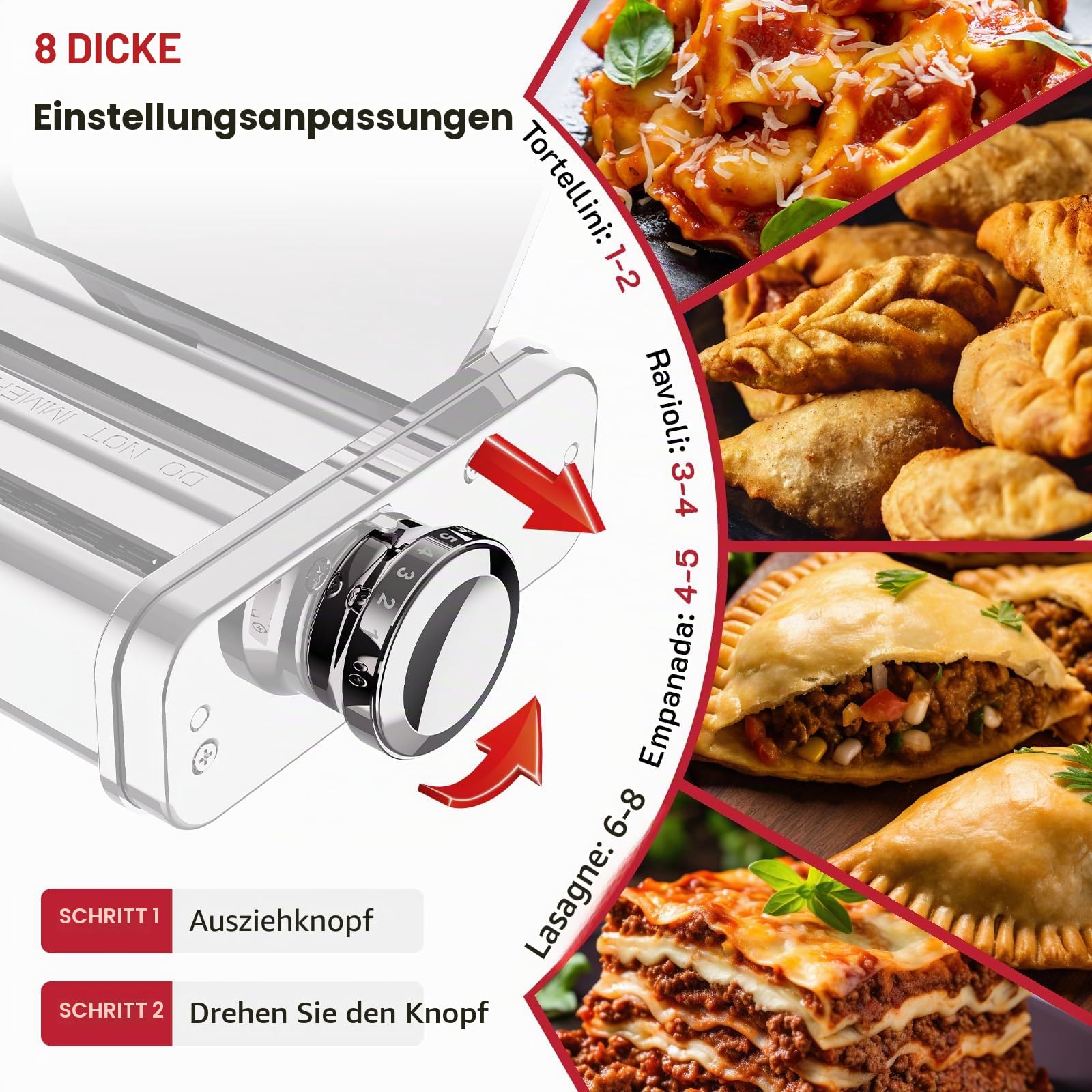 COFUN Edelstahl Nudelaufsatz Set für KitchenAid Standmixer, 3 in 1 Pasta Zubehör für KitchenAid Nudelvorsatz, Inkl FettuccineSchneider, SpaghettiSchneider & Nudelwalze, mit Edelstahl Führungsblech