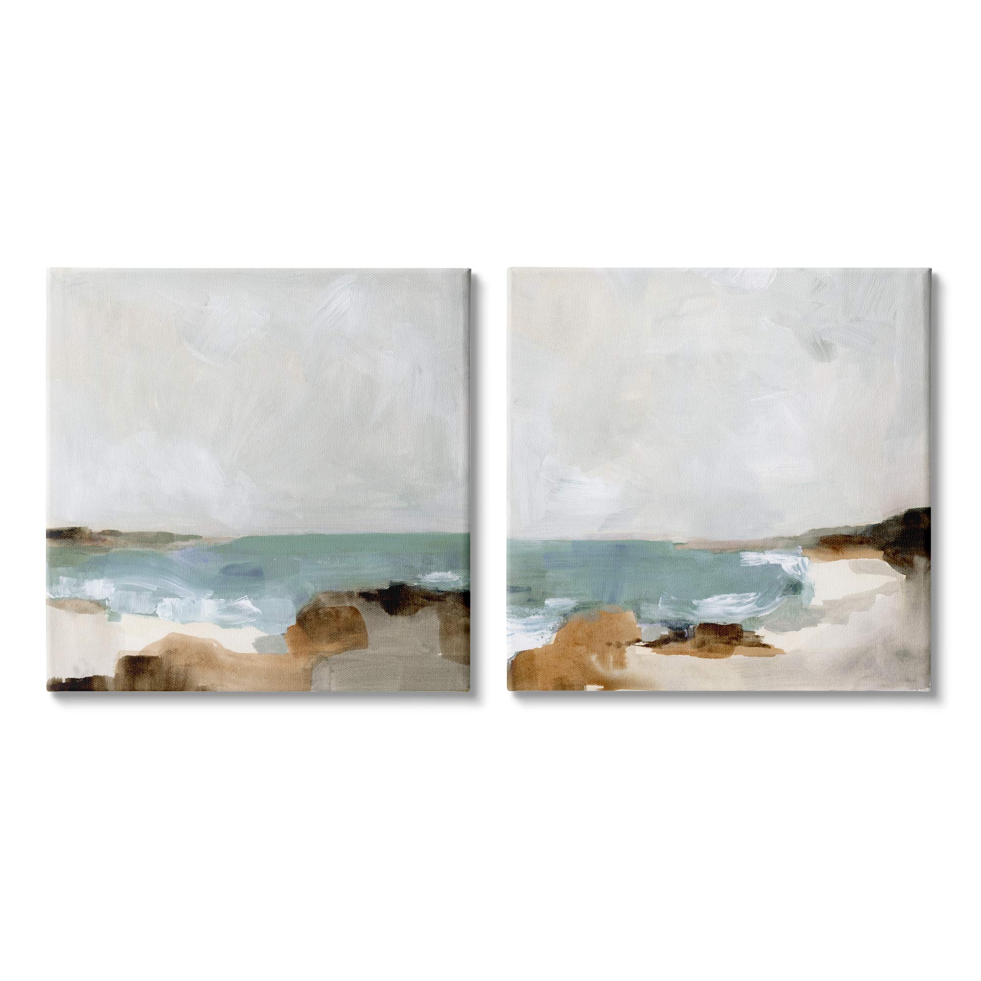 Stupell Industries Abstract Beach Cove Landscape Sandy Cliffs, Design by Victoria Barnes Canvas Wall Art, 24 x 24, Grey