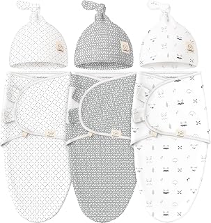 KeaBabies 3-Pack Organic Cotton Swaddles with Hats for Newborns 0-3 Months - Breathable Sleep Sacks, IHDI Certified, Nordic Print