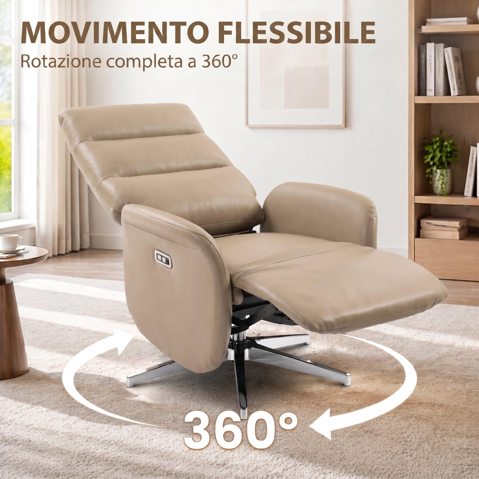 HOMCOM Poltrona Relax Elettrica Reclinabile 160° con Poggiapiedi, Marrone
