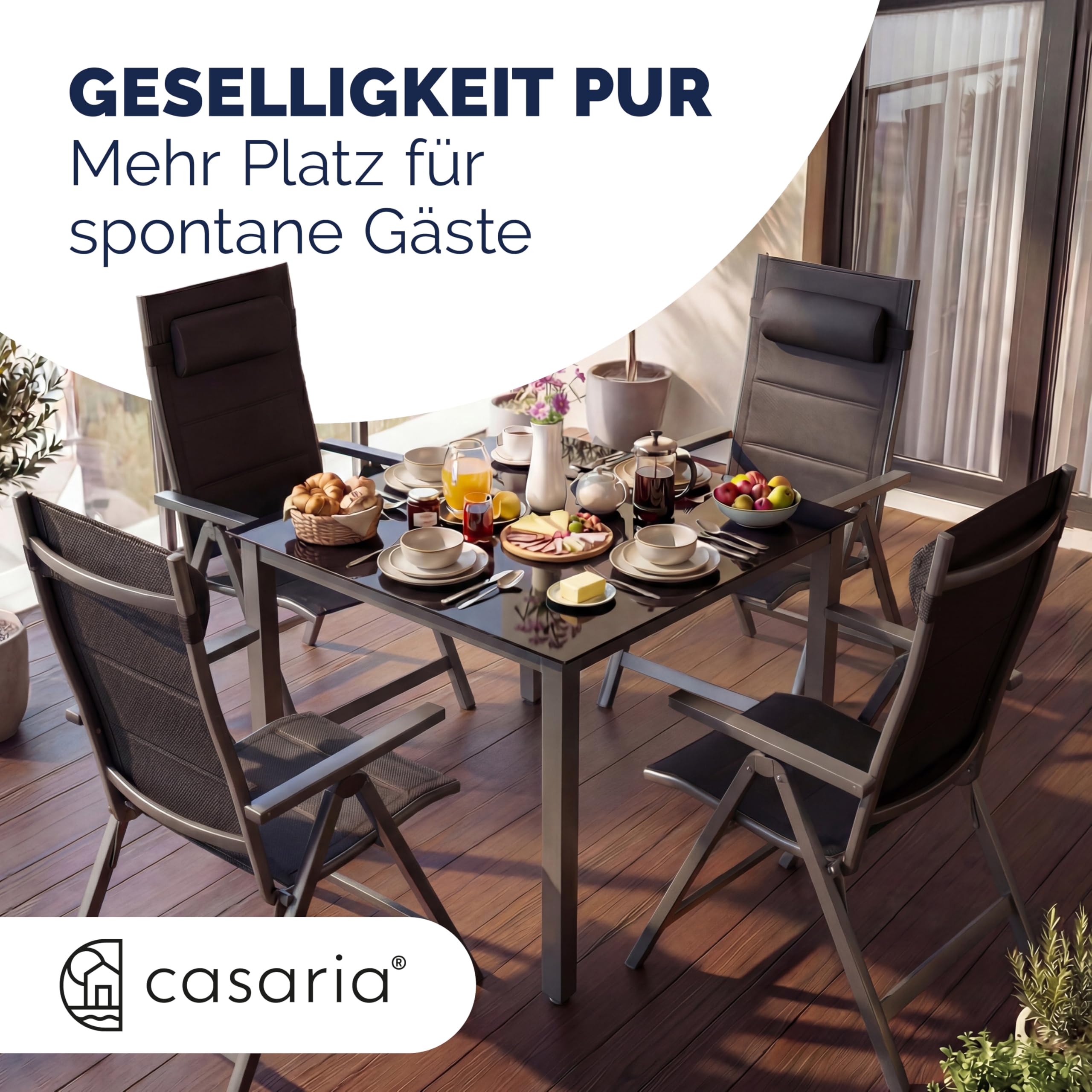 Casaria® Gartenstühle 4er Set Klappbar Gepolstert Alu 8- Fach Verstellbar 120 kg Belastbarkeit Wetterfest Outdoor Balkon Camping Hochlehner Klappstuhl