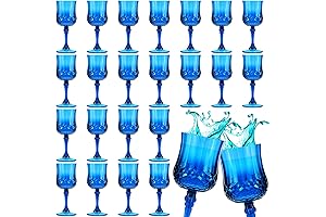 Pinkunn 50 Pcs Patterned Plastic Wine Glasses
