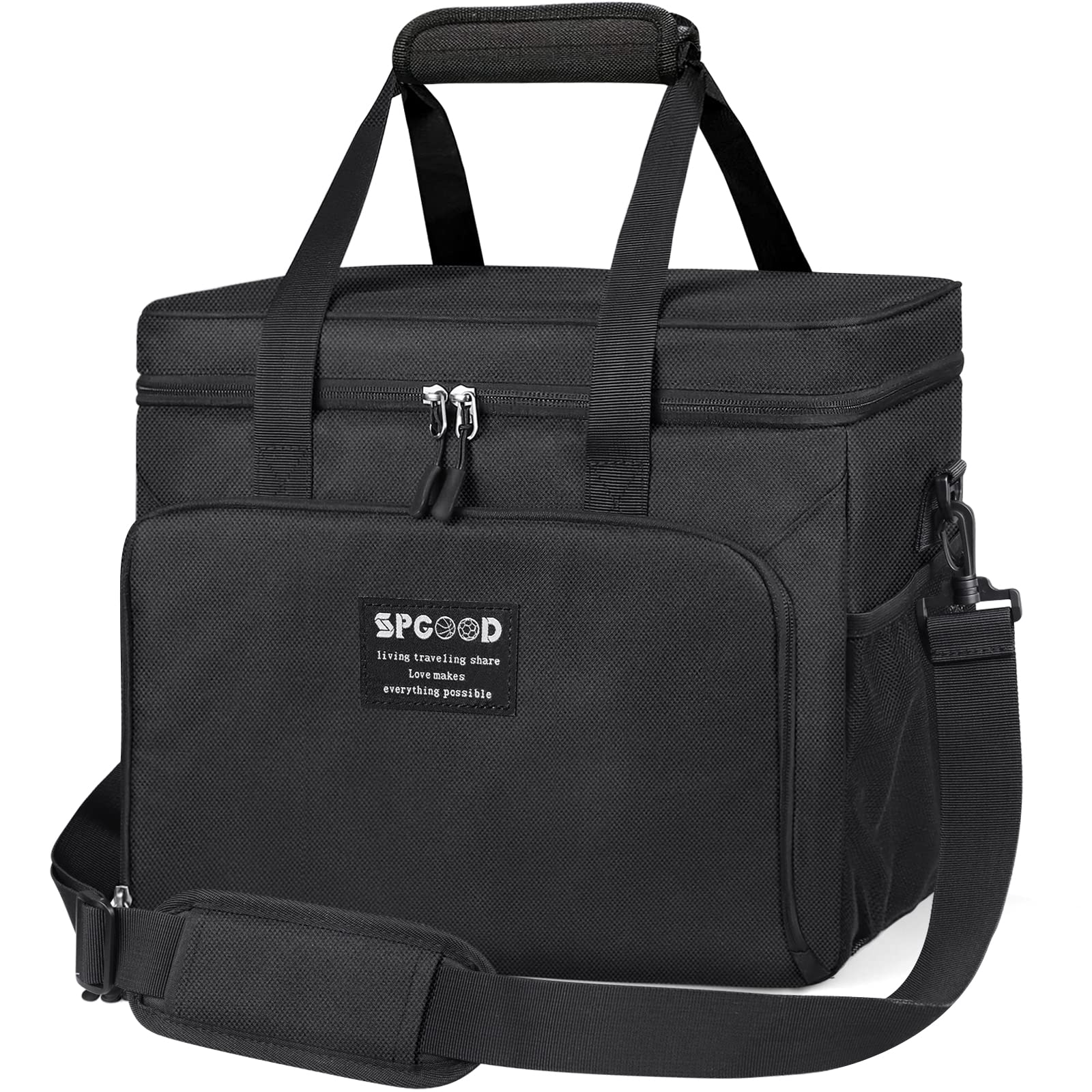 SPGOOD Kühltasche 20/30/40L Thermotasche Picknicktasche Groß Isoliert Faltbar Gefriertasche Warmhaltetasche Lunchtasche Tiefkühltasche Cooler Bag Einkaufstasche für Strand/Camping/BBQ (Schwarz 30L)
