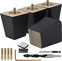 Vista 1 de Patas cuadradas premium de muebles en negro (kit de instalación completa) - Elige tu