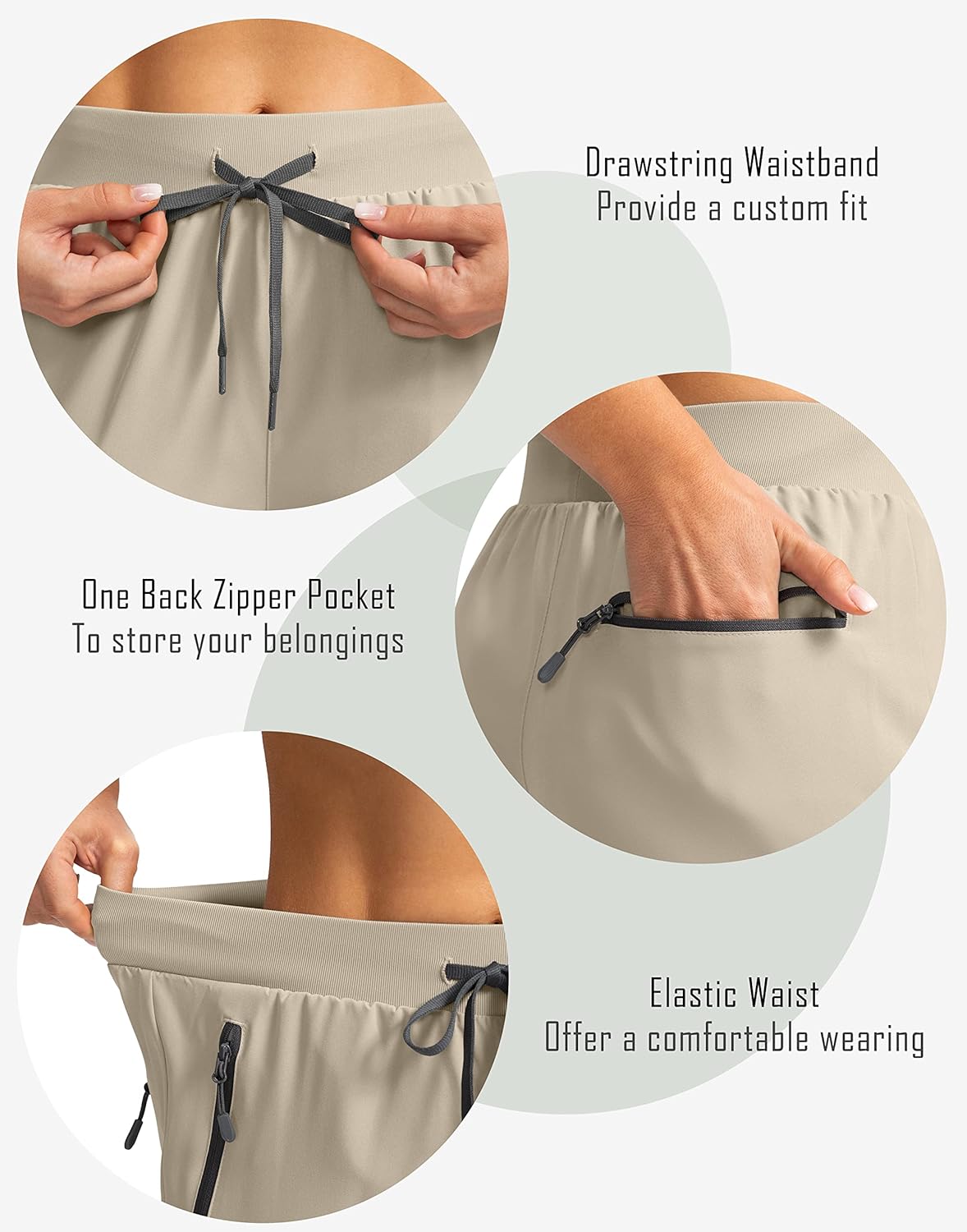 Soothfeel Women's 9" Hiking Cargo Shorts with 5 Pockets Quick Dry Summer Athletic Golf Bermuda Long Shorts for Women Casual - Image 4