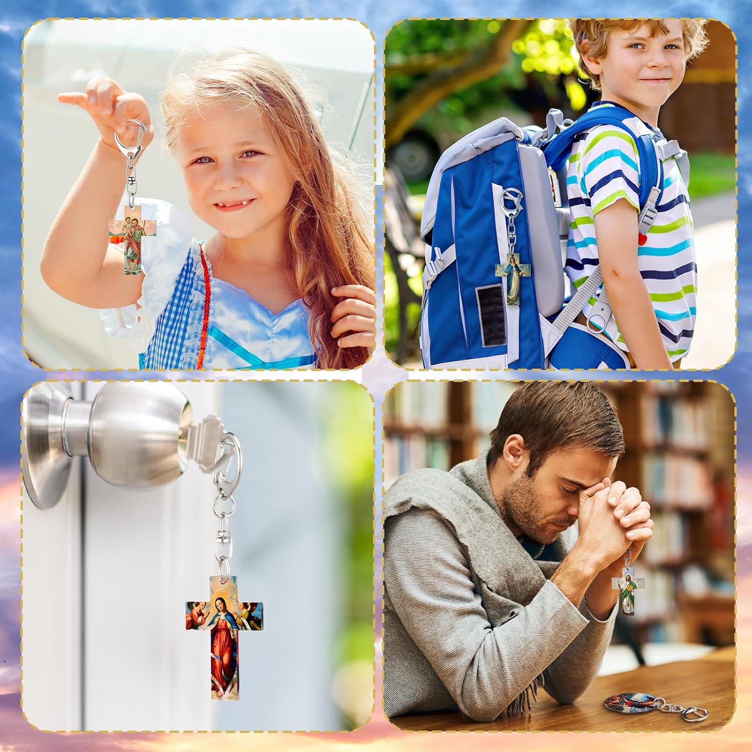 Landical Catholic Gifts Catholic Saints Keychain Acrylic Christian Keychain Religious Key Ring Gifts Jewelry for Women Men - Image 6