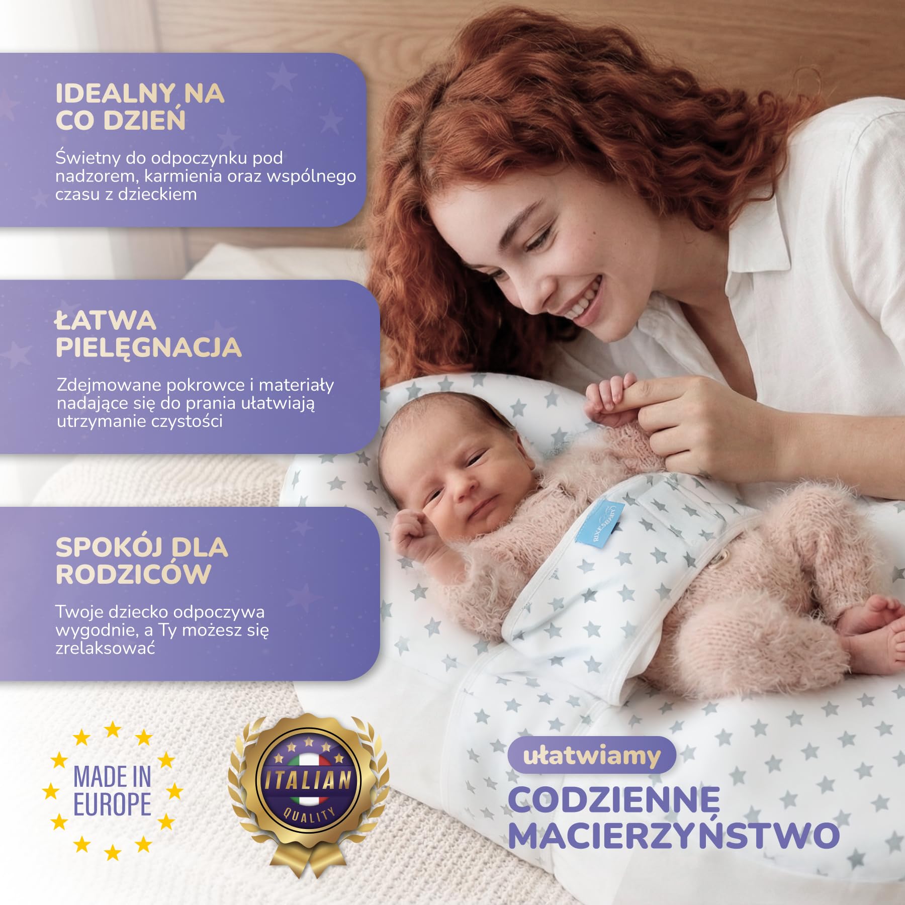 Cocoon RixesBaby Premium Memory Foam dla Niemowląt EU (Gwiazdki)