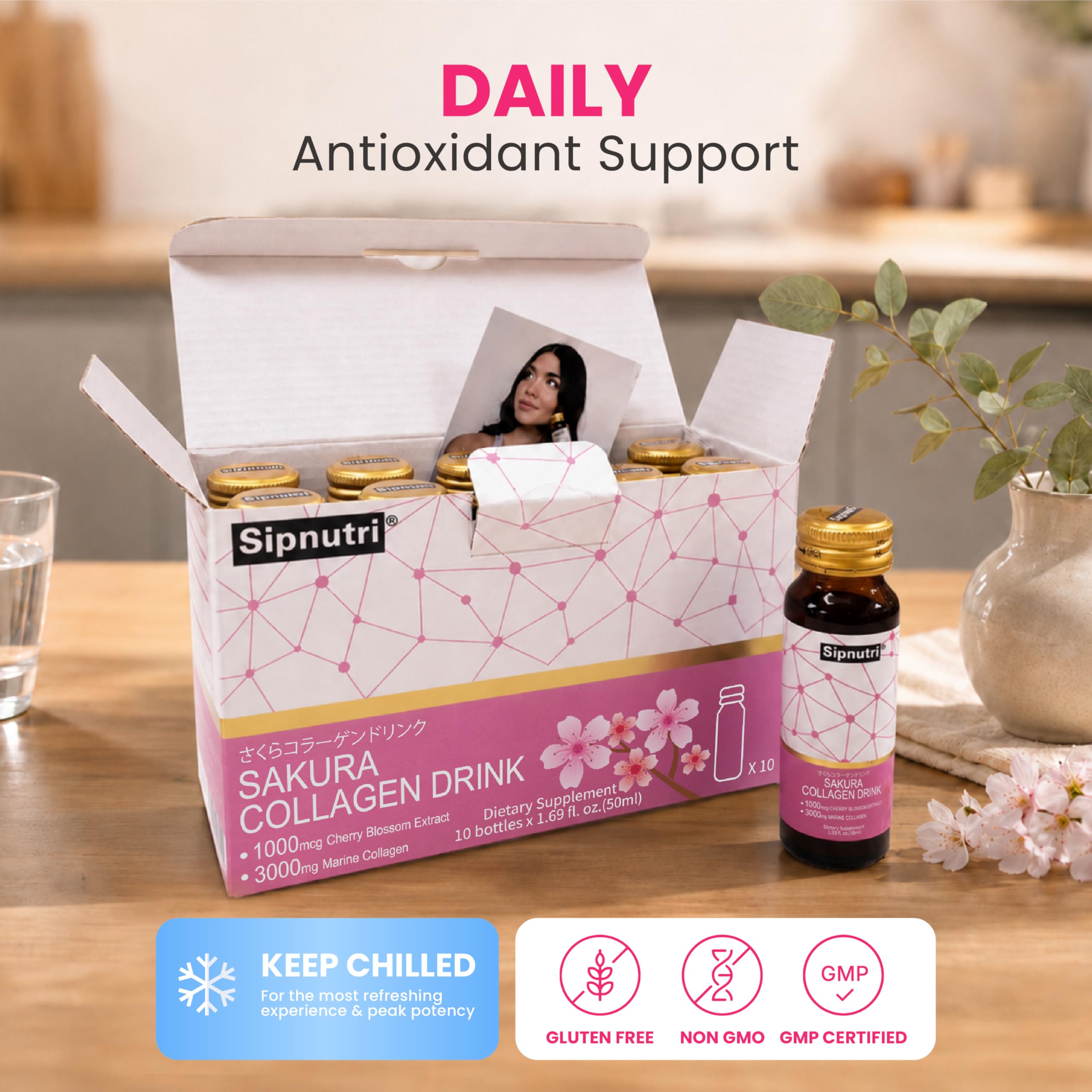 Japanese Sakura Glowing Skin Collagen Beauty Drink-1.69 fl oz x30 — Amazon image 7