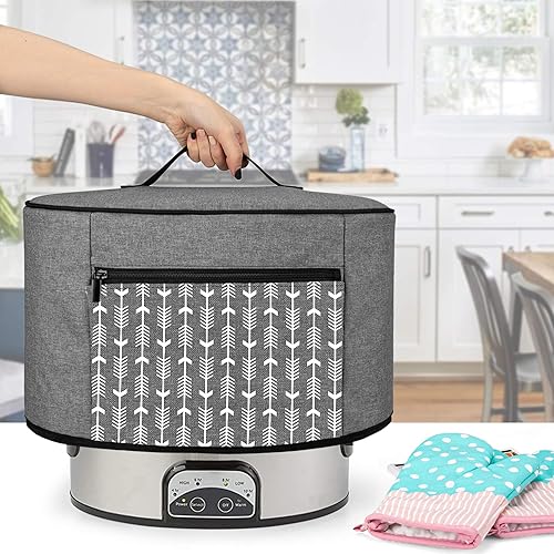 Miniatura 8 de YARWO Cubierta antipolvo para olla de cocción lenta compatible con olla de cocción lenta y Hamilton Beach de 6 a 8 cuartos de galón, cubierta libre