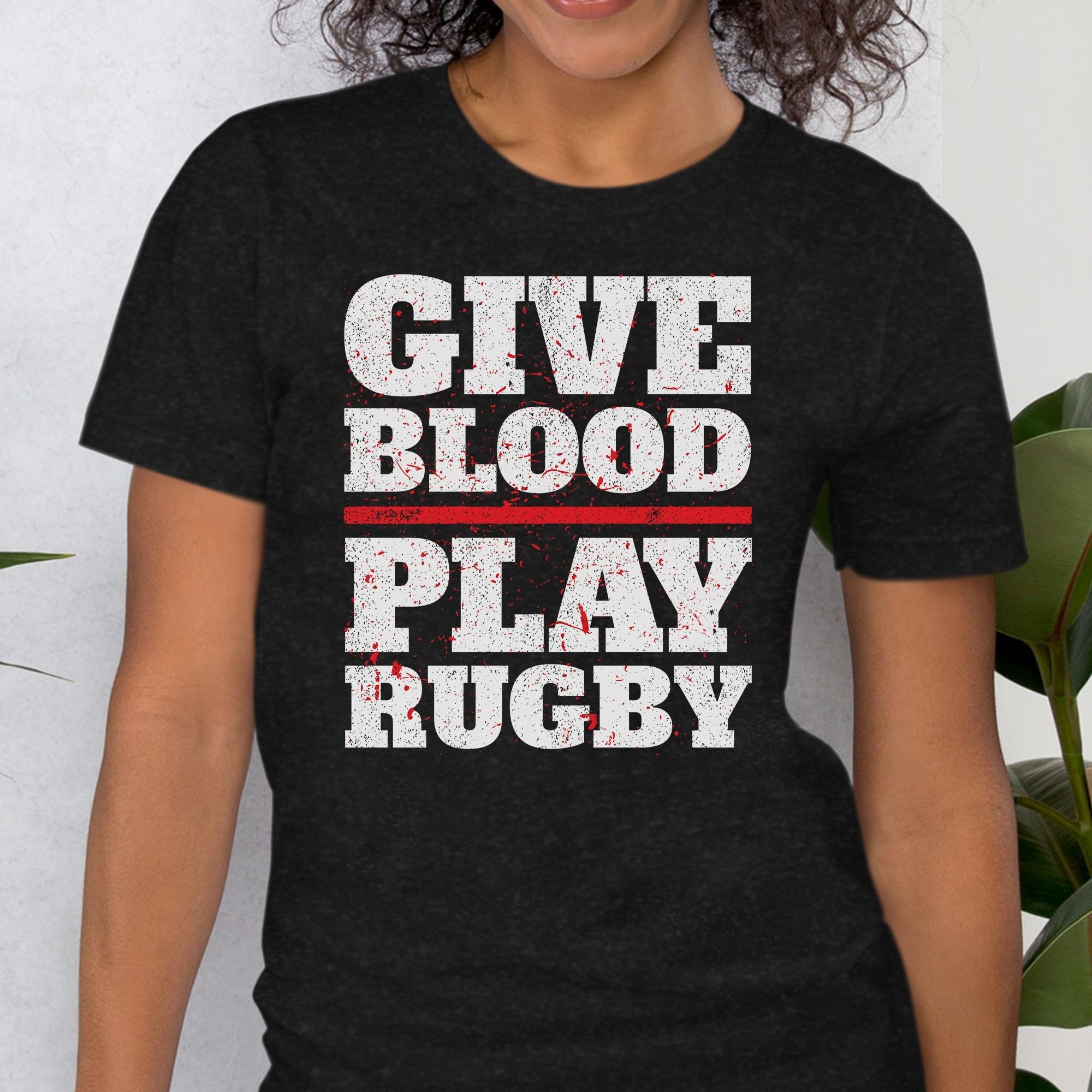 Unisex Give Blood Play Rugby T-Shirt Funny Rugby Shirt 3XL / Black