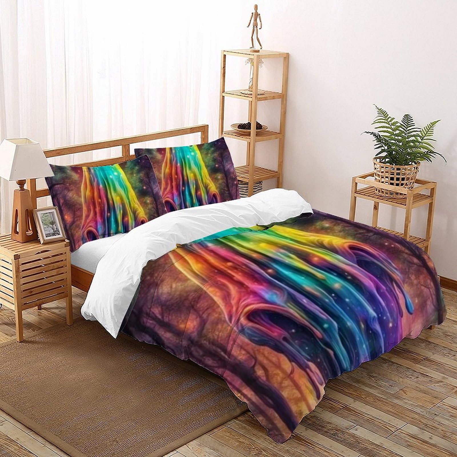 Housse de couette fantôme 3D à fermeture éclair parure de lit double microfibre