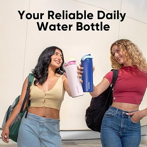 Miniatura 8 de ENCOOL - Botella aislante para agua, acero inoxidable con pajilla, mantiene el frío, tapa abatible de un solo toque, sin Bisfenol A, a prueba de