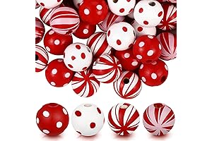 Candy Cane Wooden Beads for Crafts (100 Pieces)