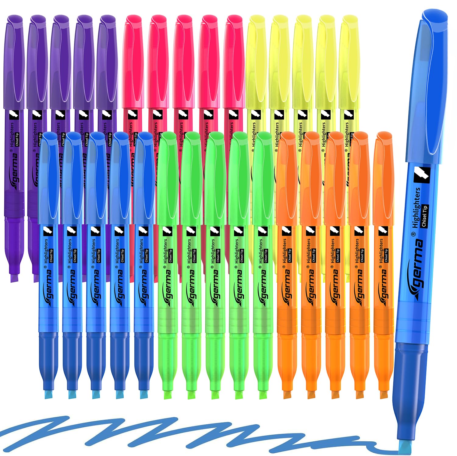 Cgerma Evidenziatori fluorescenti in colori assortiti, confezione da 36, con punta a scalpello, asciugatura rapida, perfetti per studenti, bambini, adulti, classe, scuola, ufficio, studio biblico